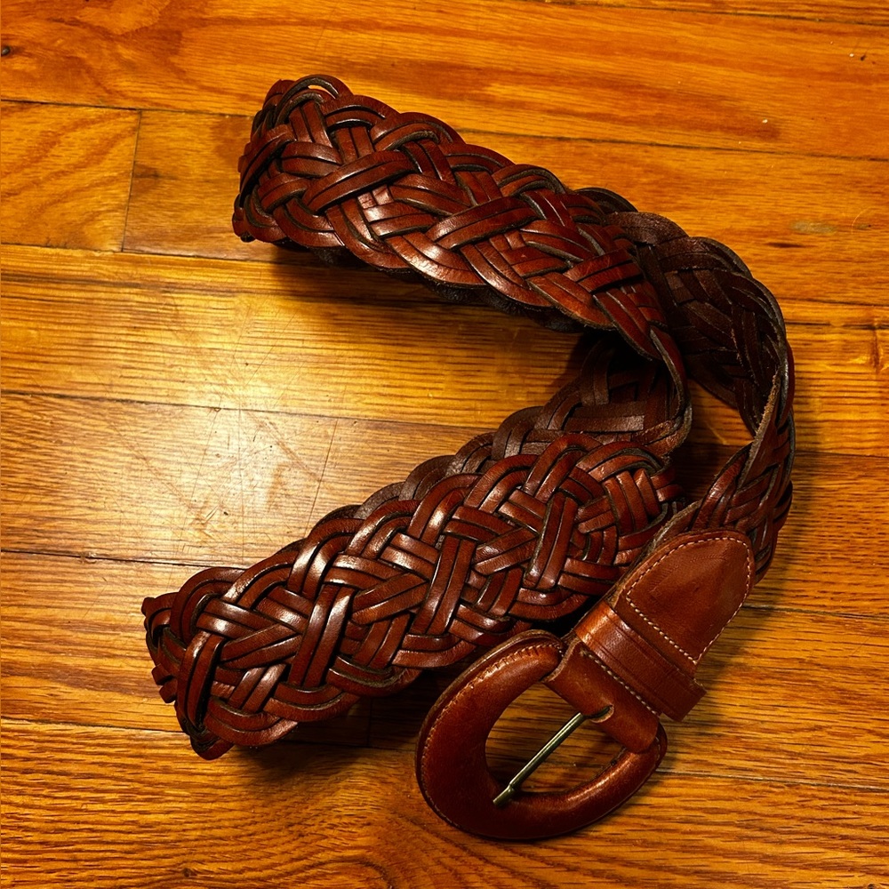 Beautiful Vintage Brown Woven Leather Belt made in Turkey